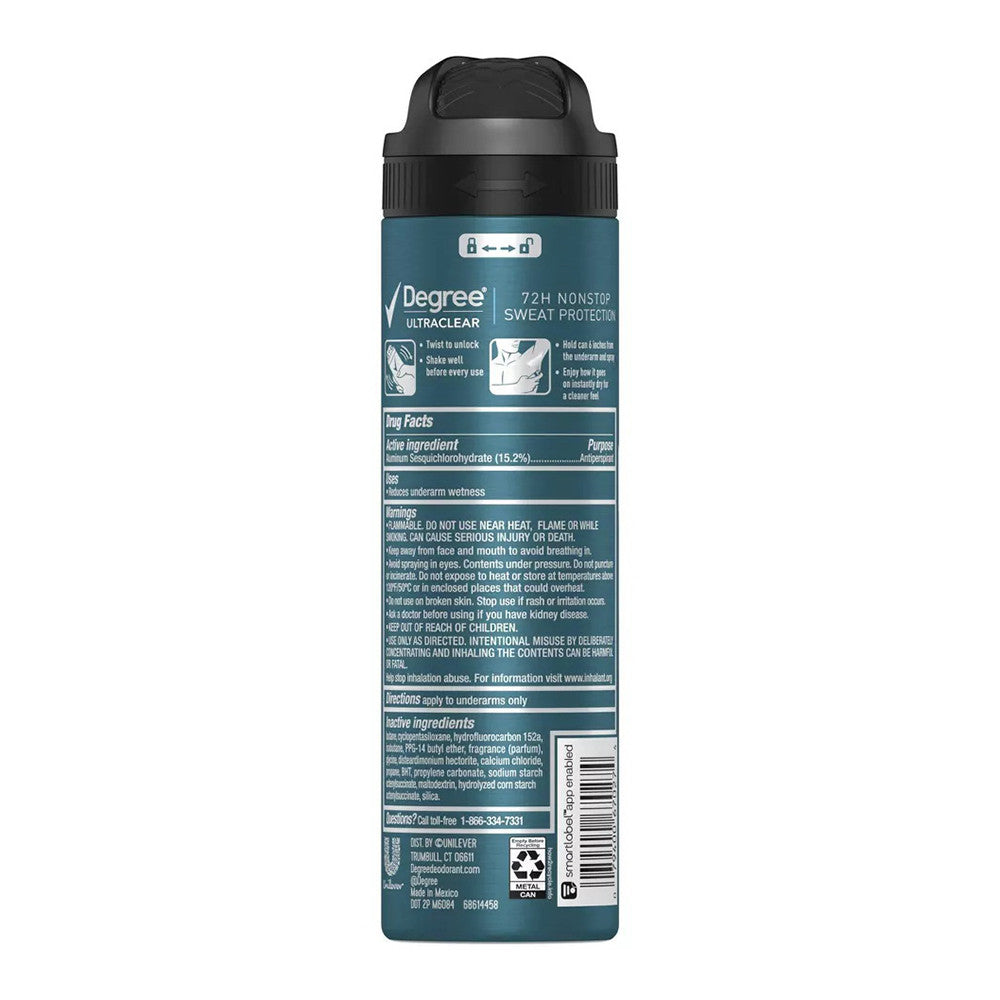 Degree Men UltraClear 72H Antiperspirant Deodorant Dry Spray, 3.8 Oz
