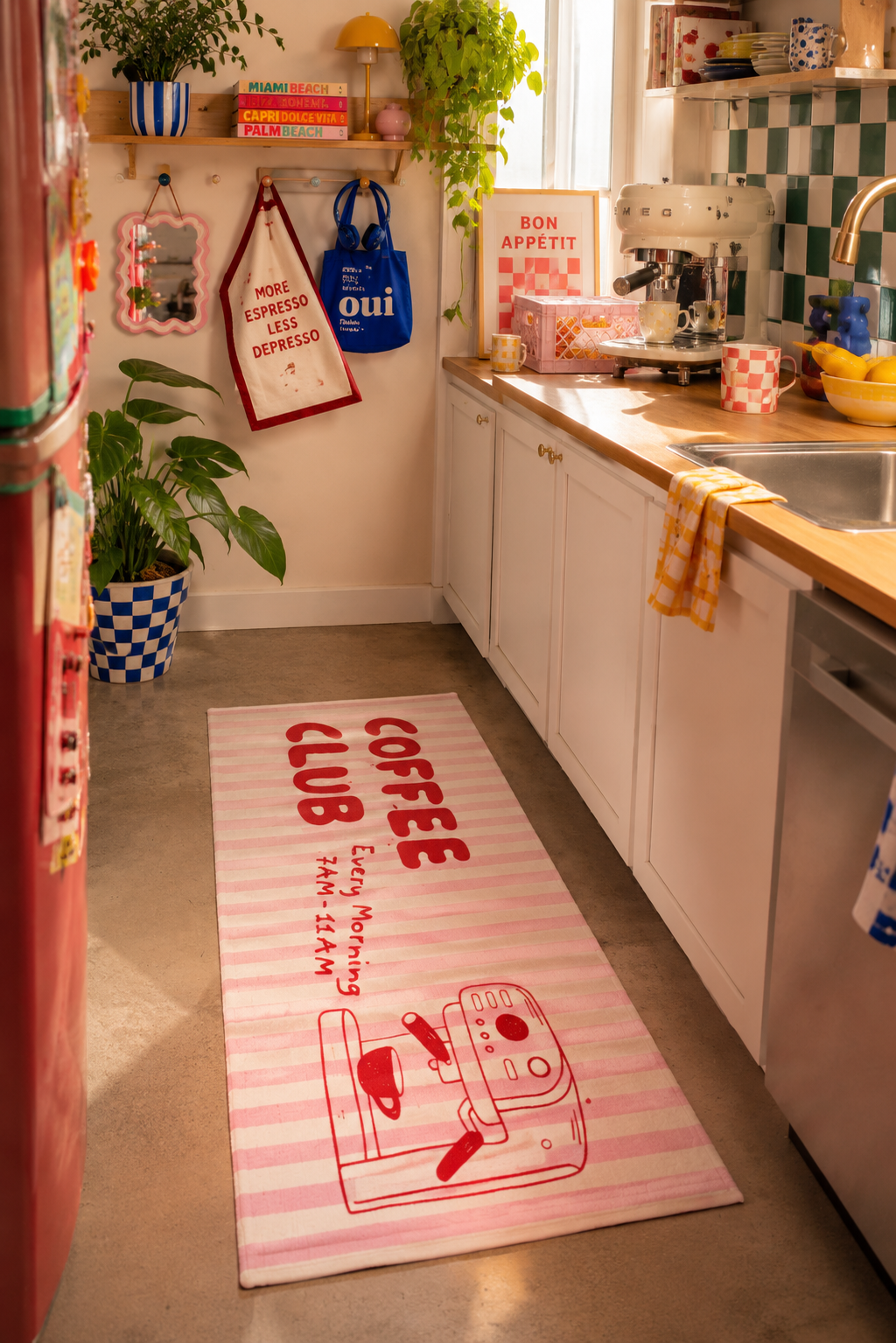 Alfombra De Cocina "Coffee Club Red"