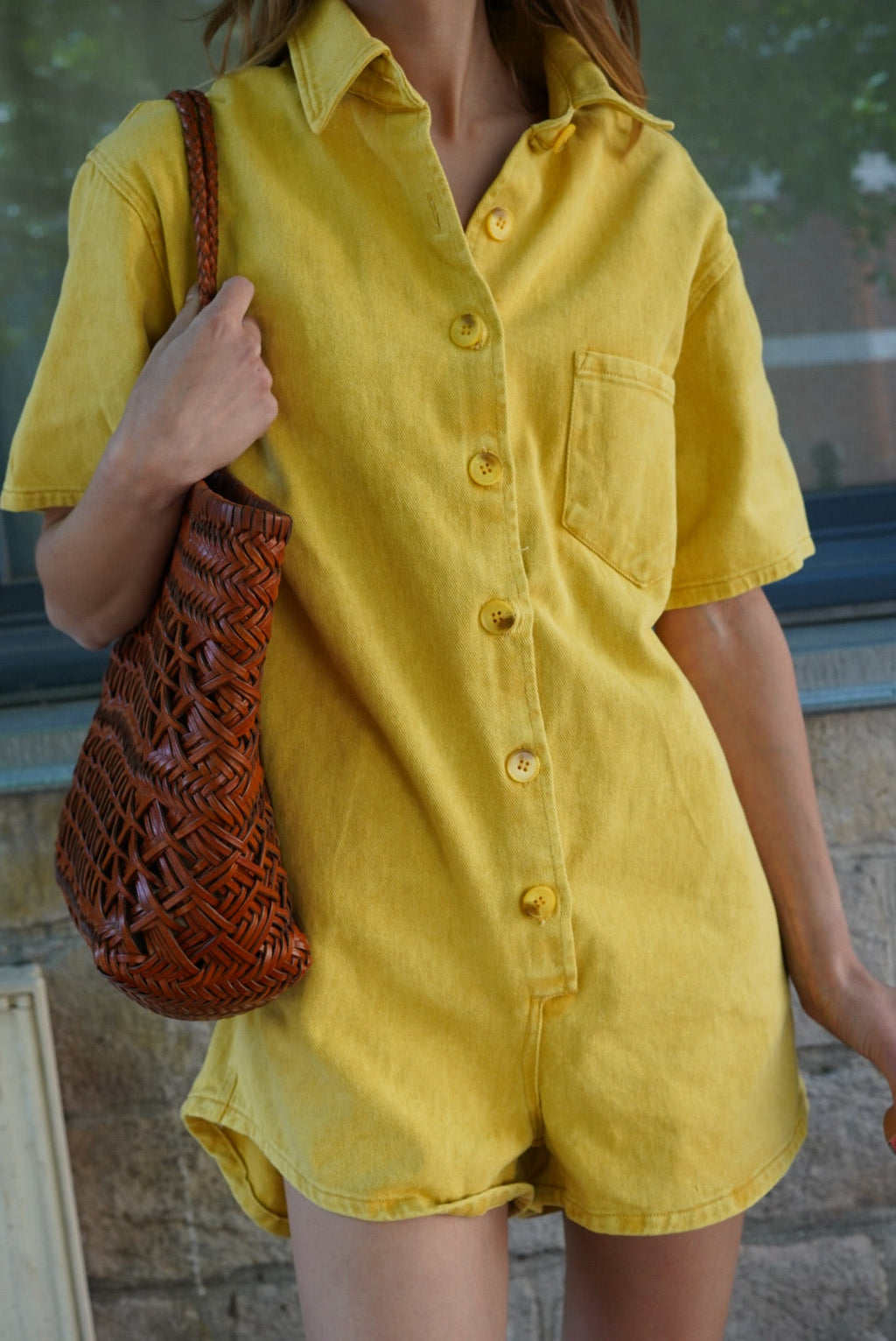 Chloé Yellow Denim Playsuit