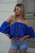 Blouse Col Bardot Nao - Bleu Roi