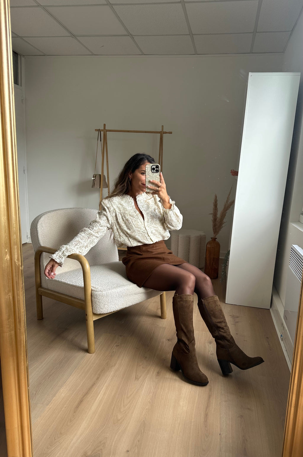 Bottes En Suédine Camille Marron Clair
