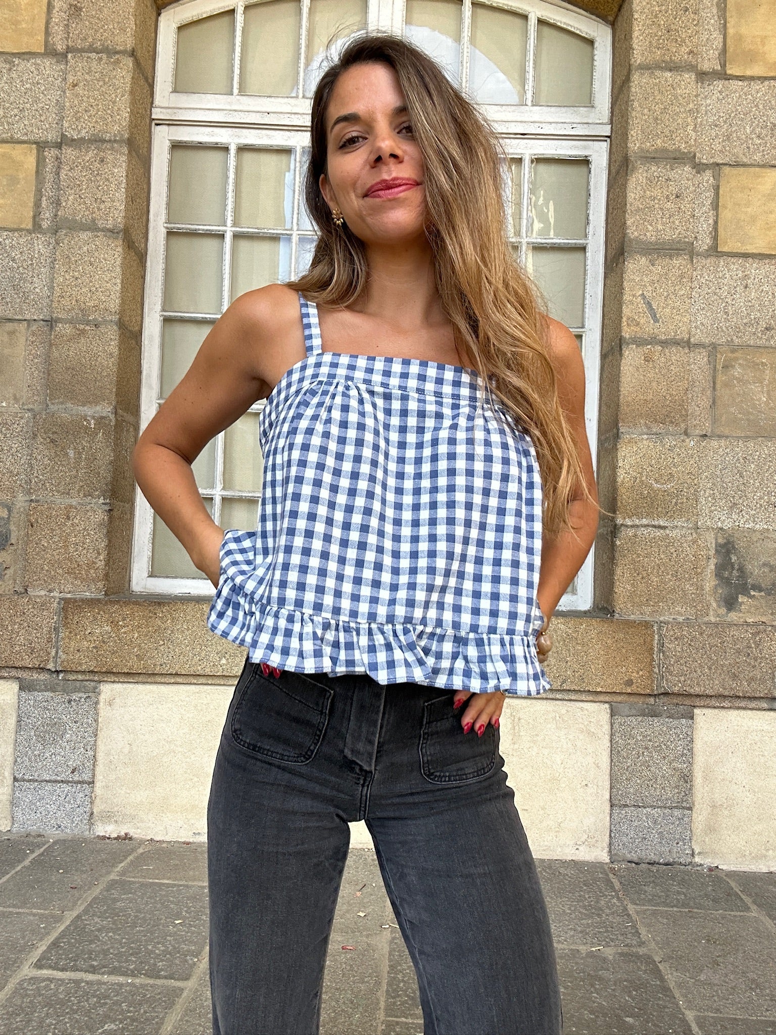 Top Callie Vichy Azul Marino