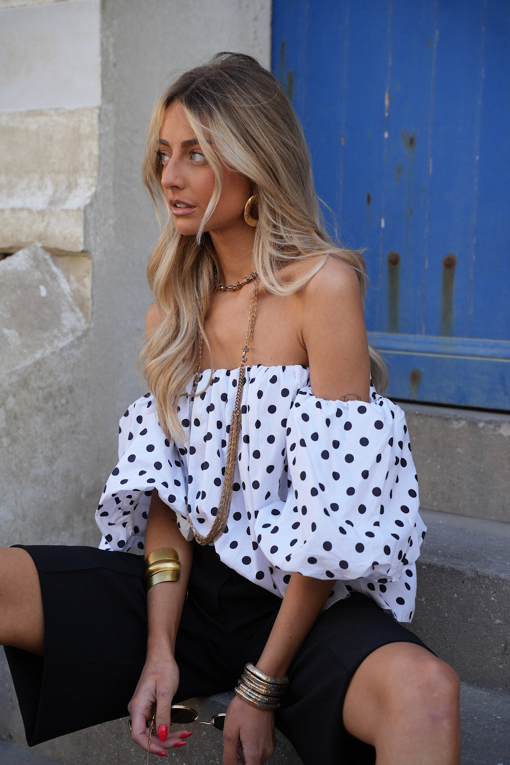 Blouse À Pois Sola - Blanc/Noir