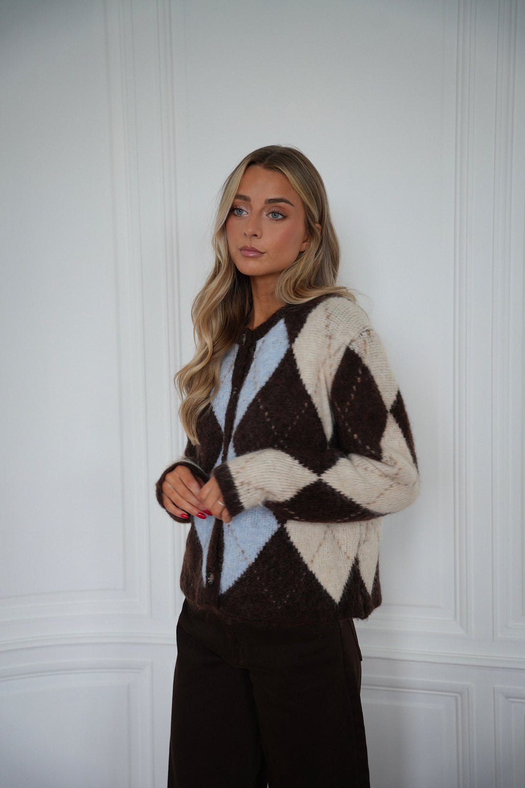 Gilet Losanges Elma - Chocolat/Bleu