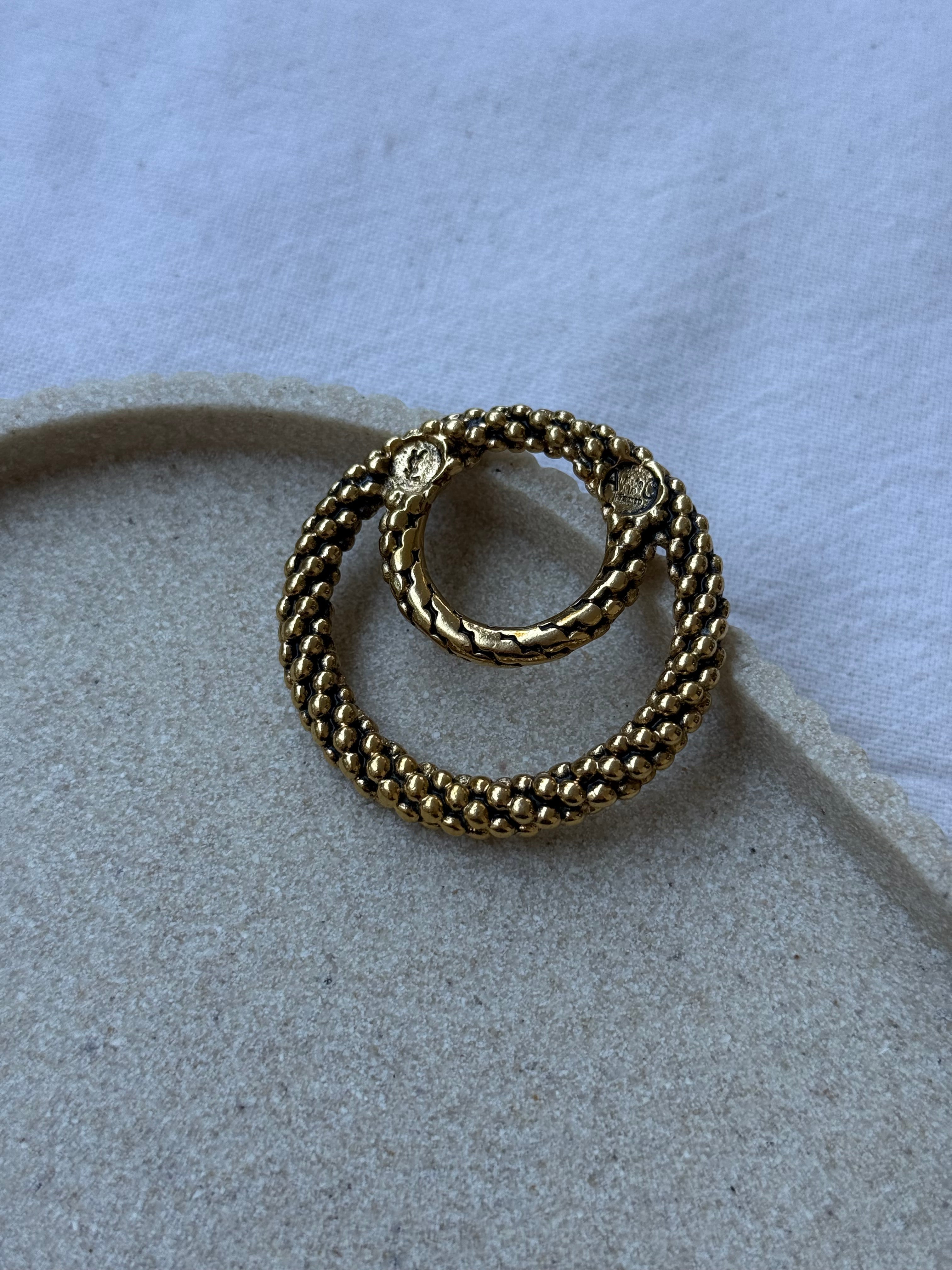Anillo Bufanda Ysl Vintage - Anillos Dobles Dorados