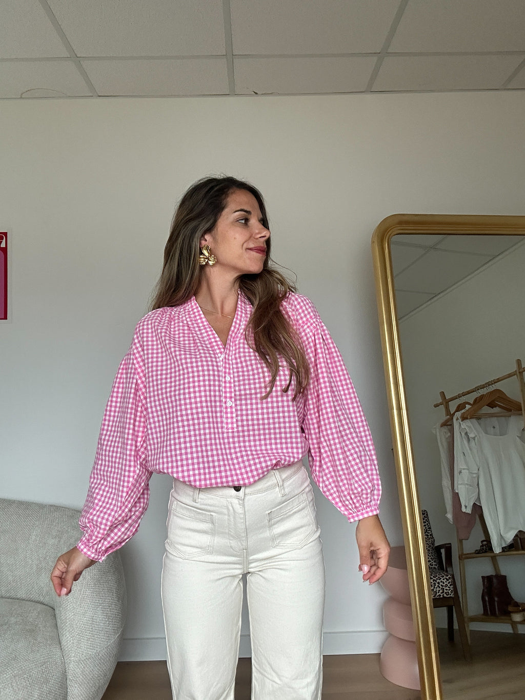 Blusa a cuadros rosa Clothilde