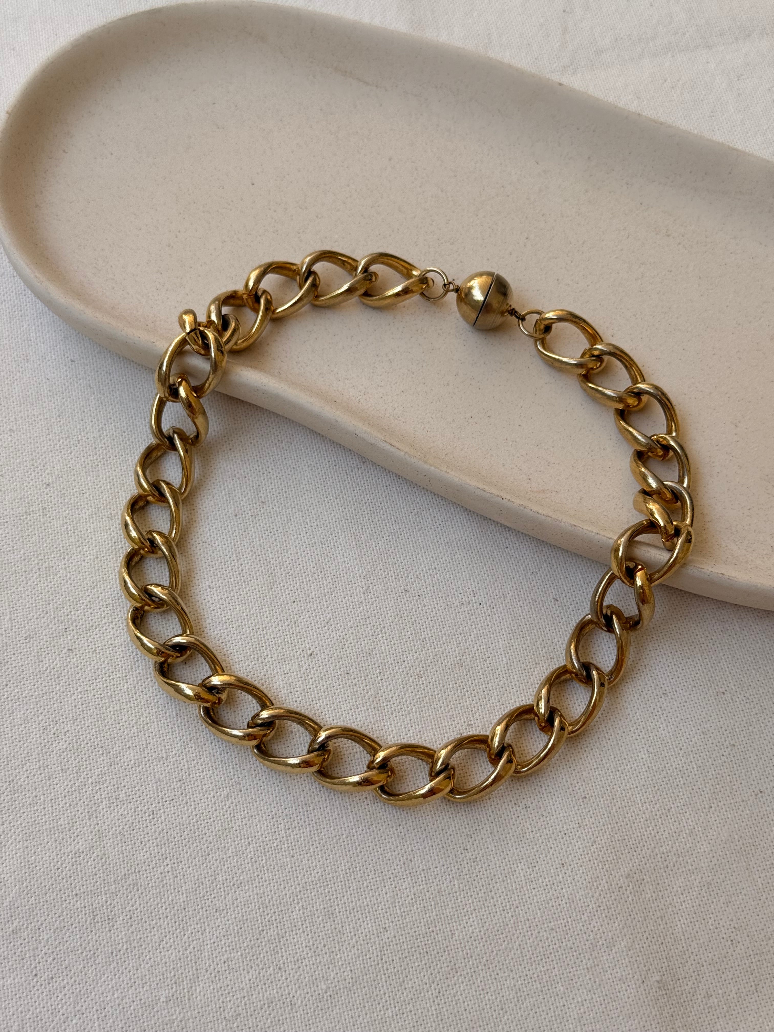 Collier Doré Vintage - Maille Gourmette Ras Du Cou