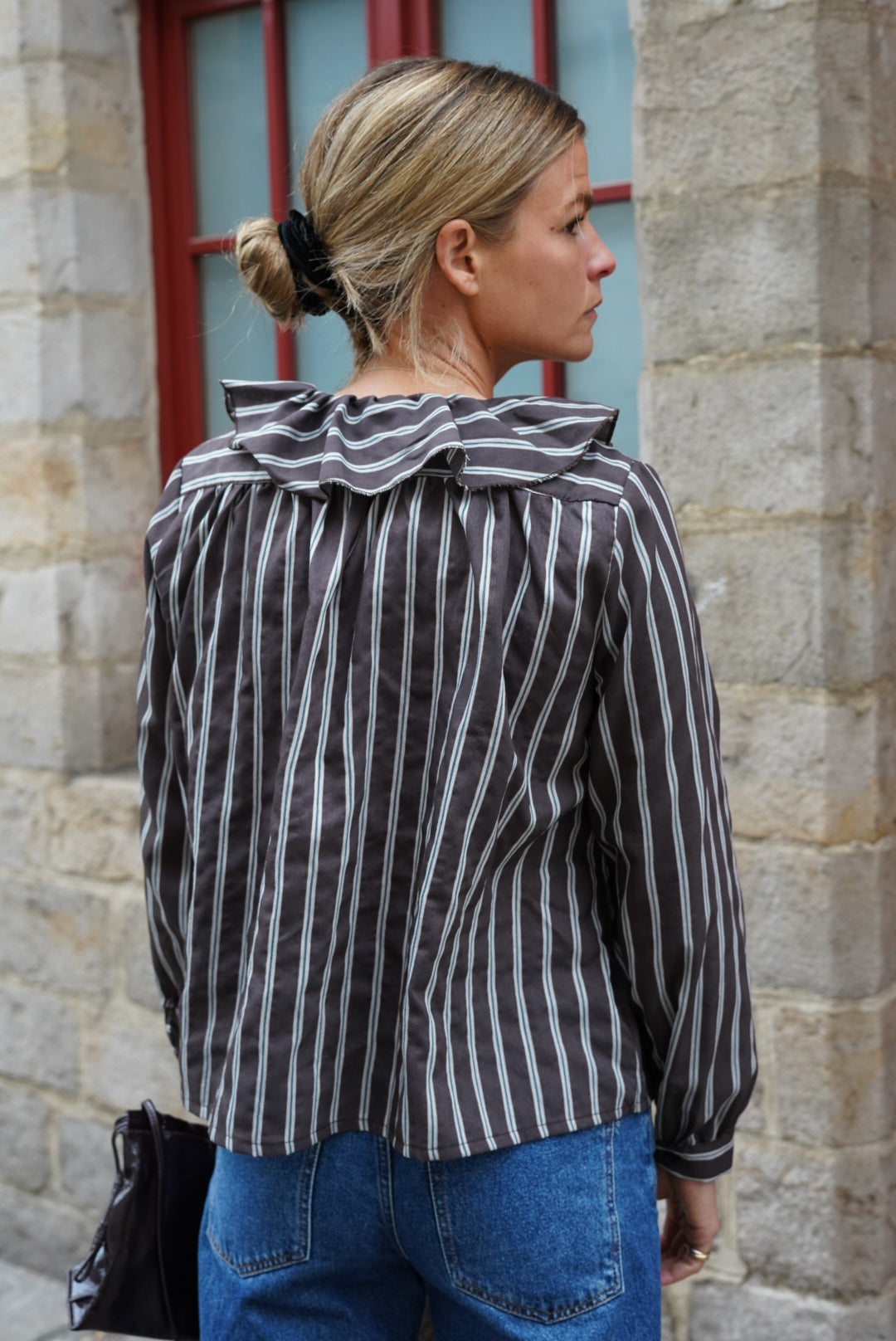 Olympe Blouse Chocolate Stripe