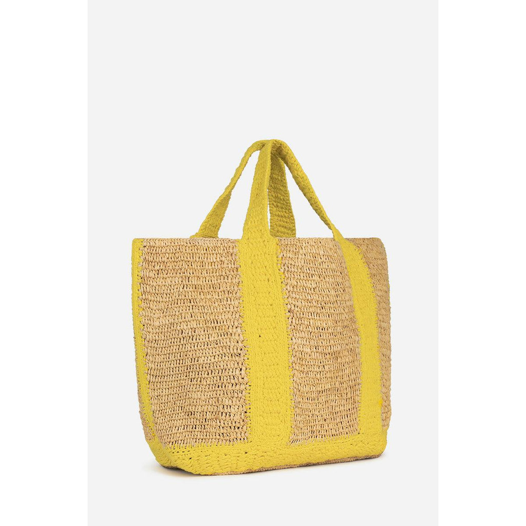 Cabas XL Raffia And Cotton - Yellow