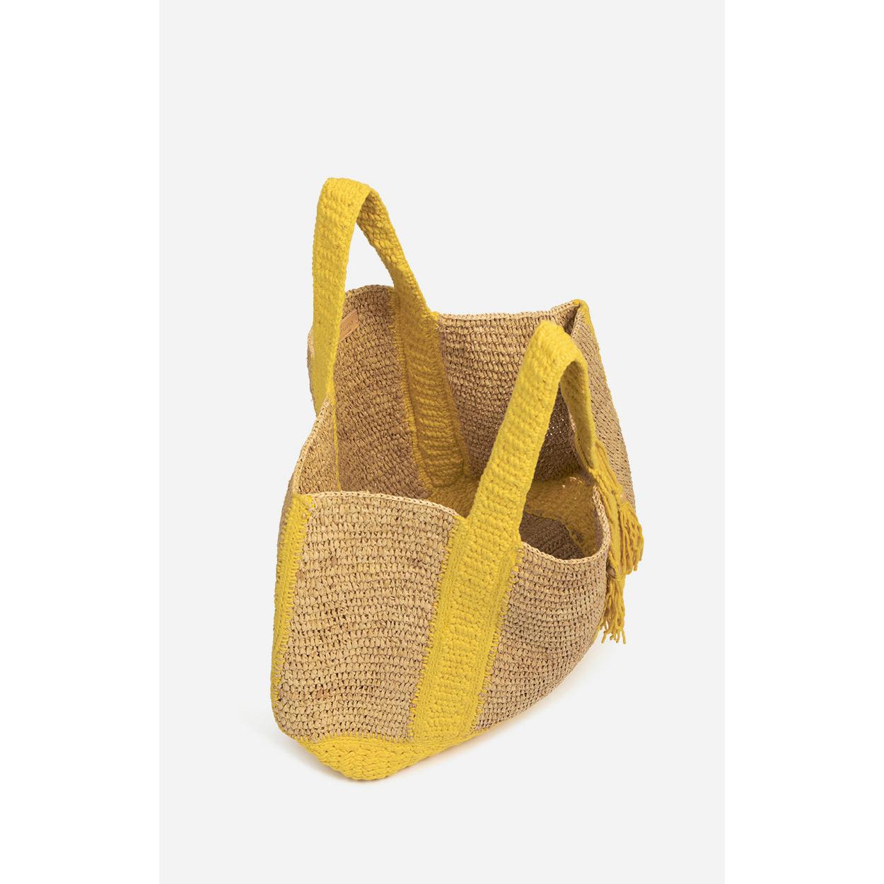 Cabas XL Raffia And Cotton - Yellow