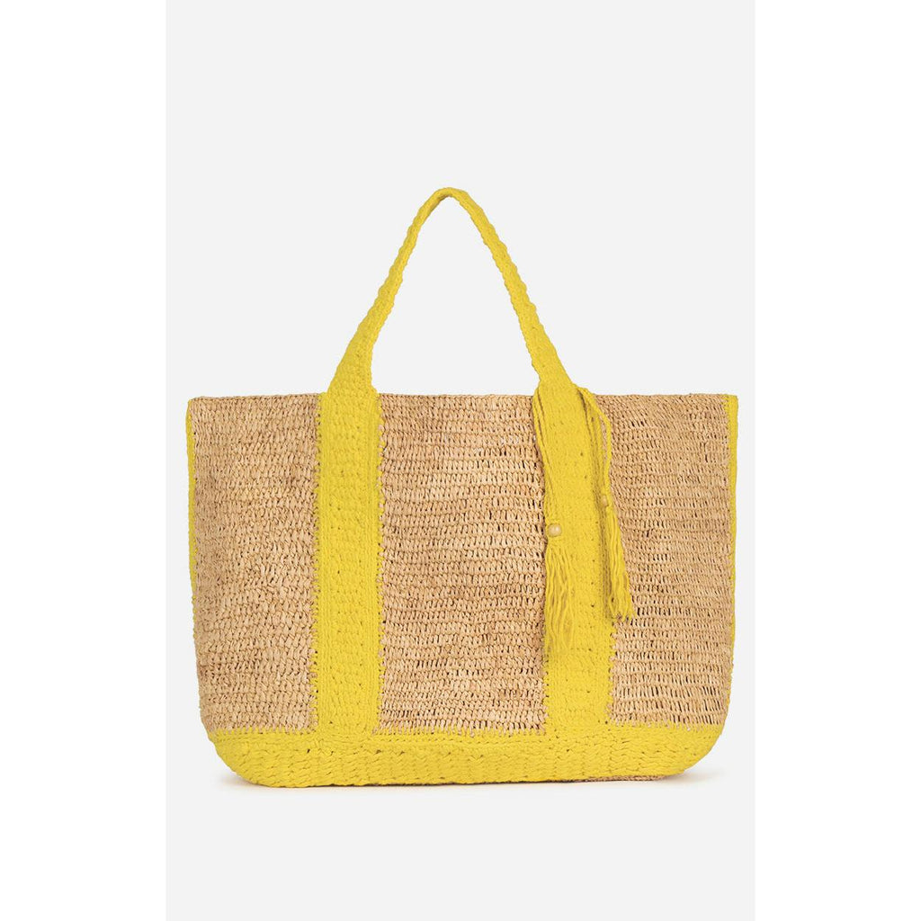 Cabas XL Raffia And Cotton - Yellow