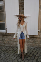 Gilet Long Laora - Crème