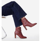 Bottines En Cuir - Acajou