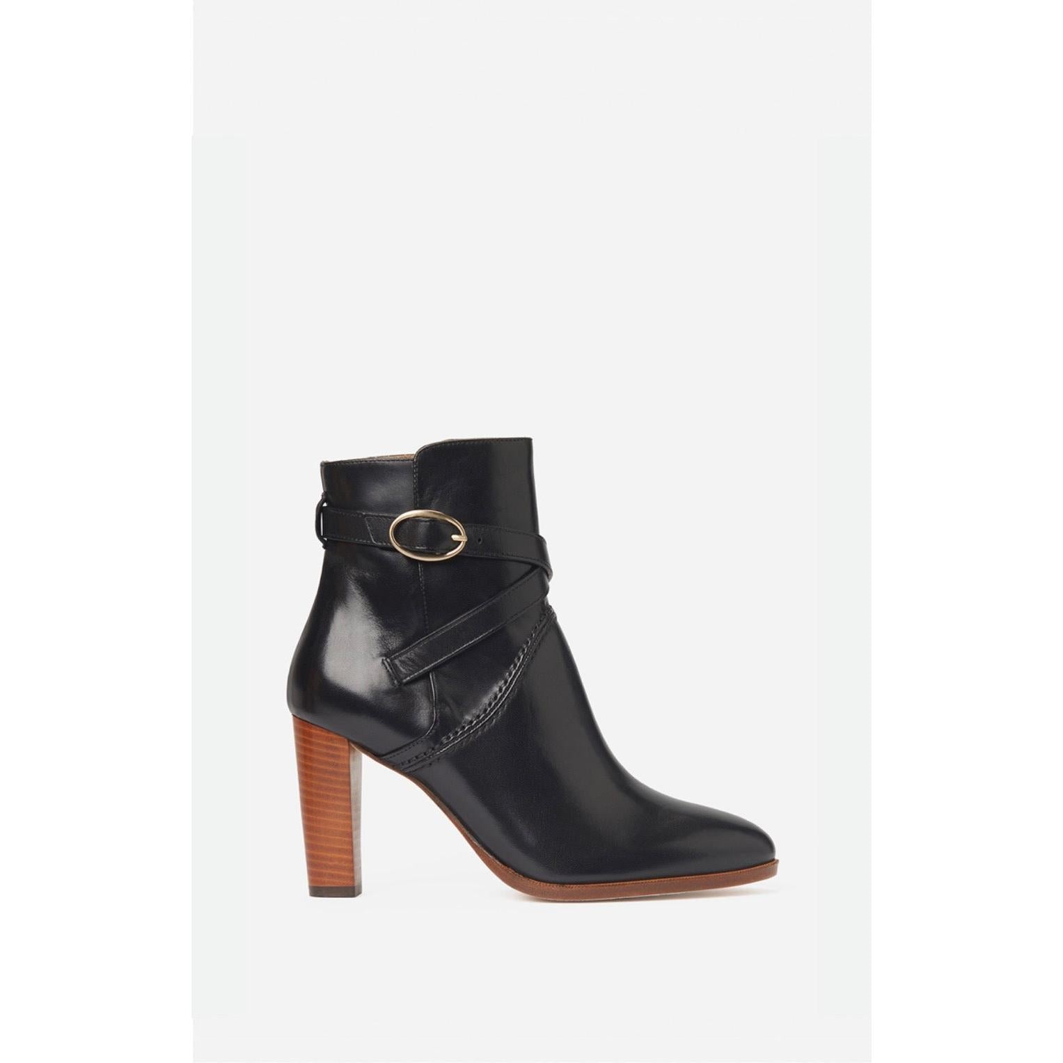 Botines De Cuero - Negro