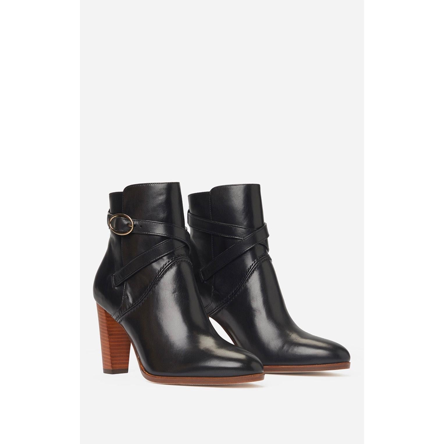 Botines De Cuero - Negro