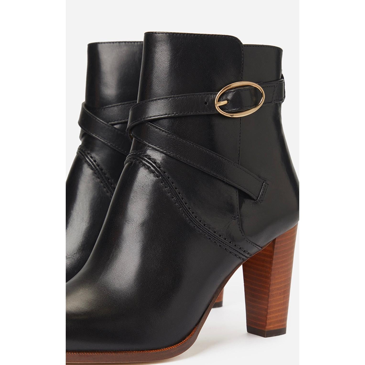 Botines De Cuero - Negro