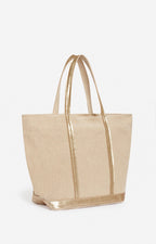 Zipped Large Linen Tote Bag - String