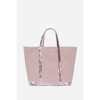 M Linen and Sequin Tote Bag - Lilac