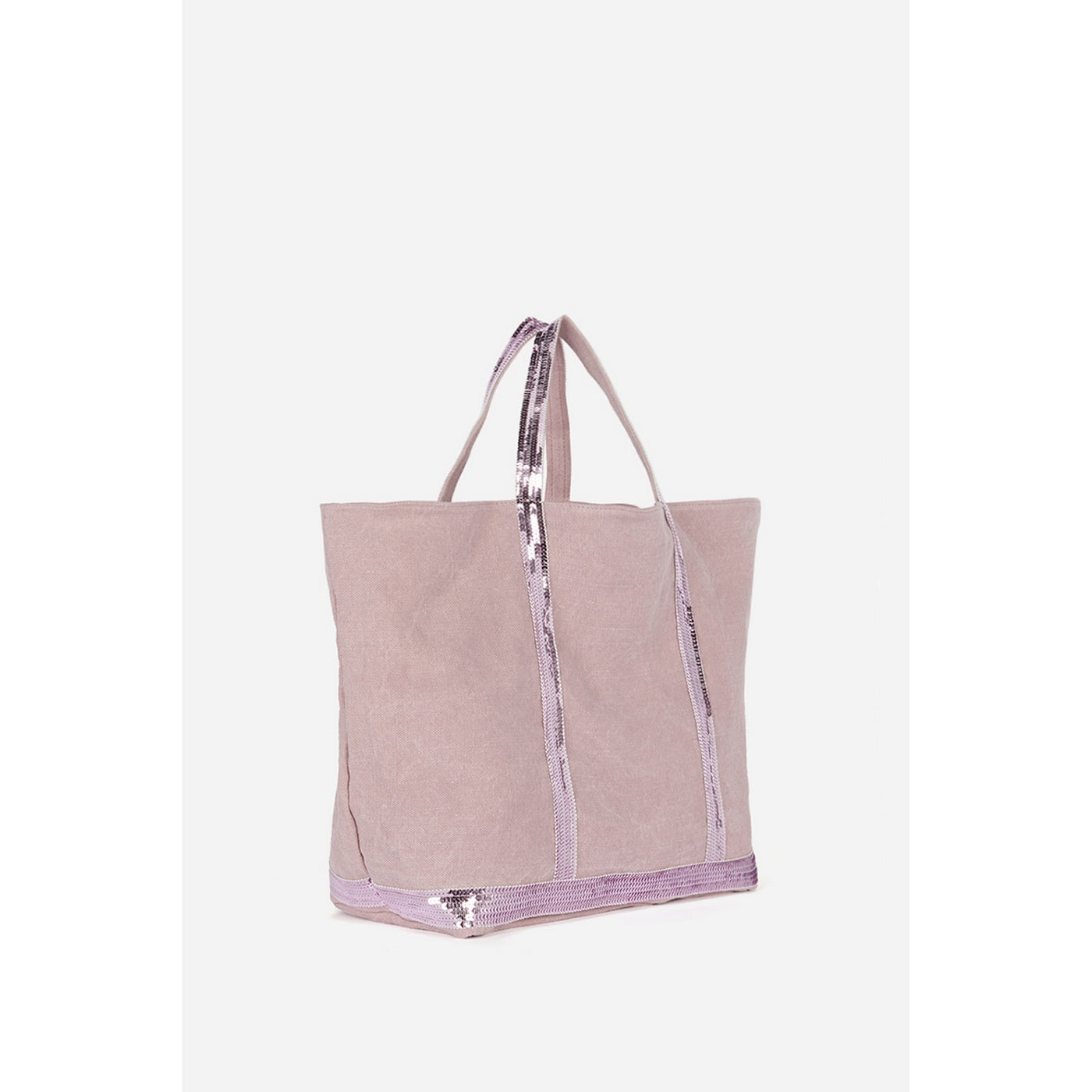 M Linen and Sequin Tote Bag - Lilac