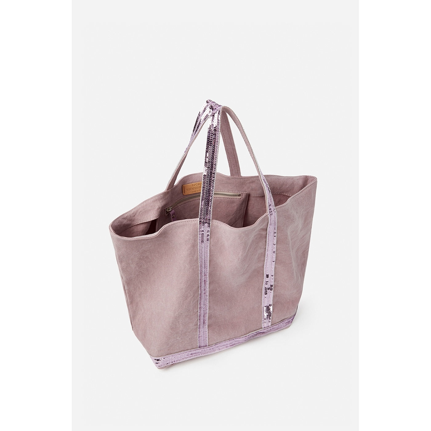 M Linen and Sequin Tote Bag - Lilac