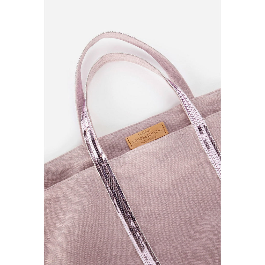 M Linen and Sequin Tote Bag - Lilac