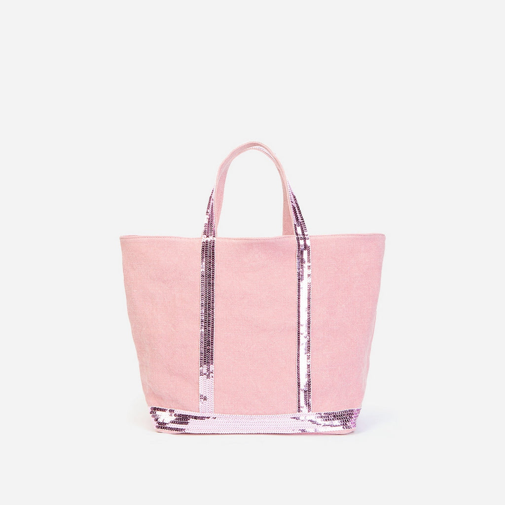 M Linen and Sequin Tote Bag - Lilac