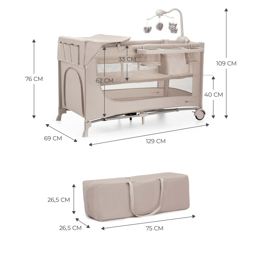 Lettino Da Viaggio 3In1 Joy 2 Con Accessori Beige