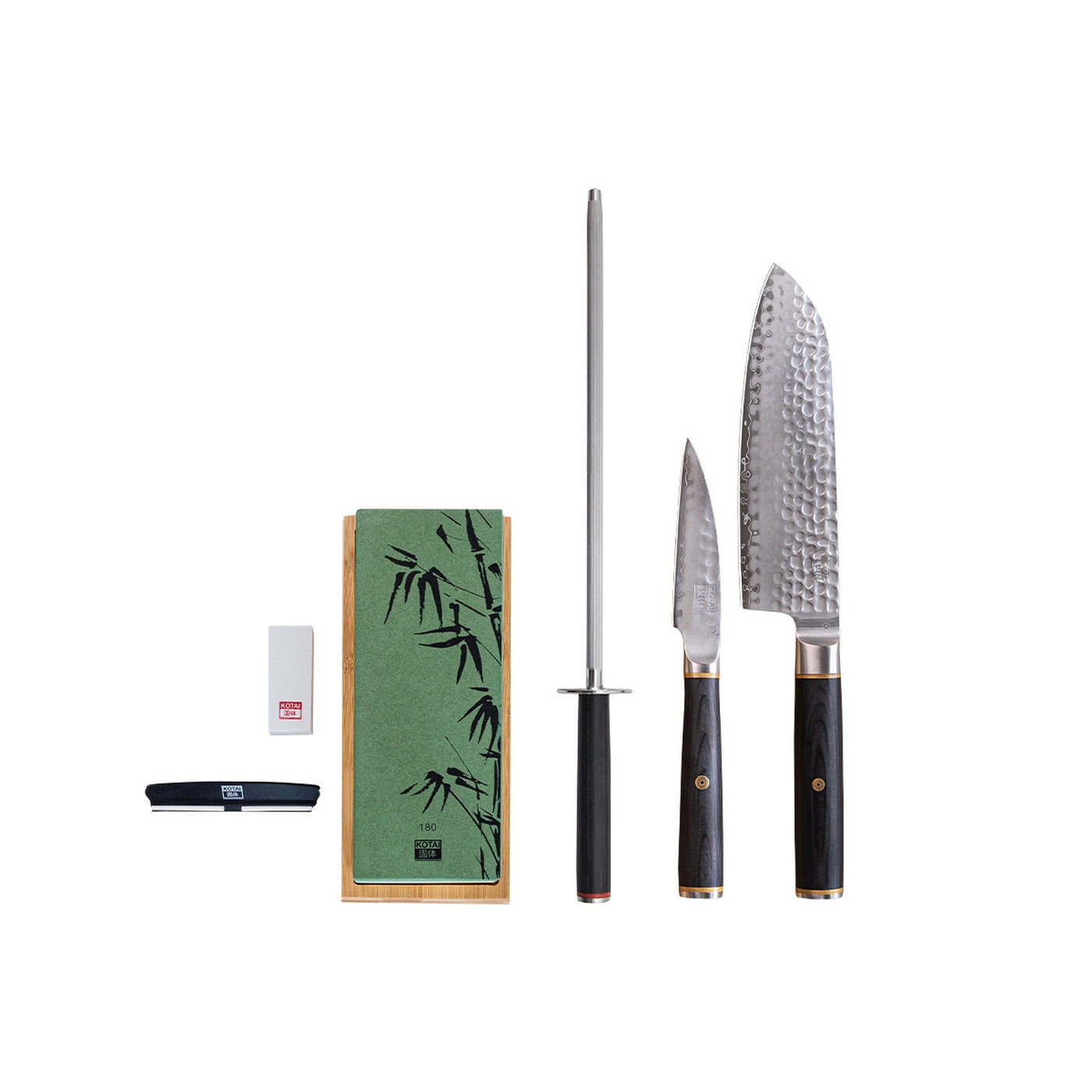 Colección Pakka San-Mai - Set básico de 4 piezas: 2 cuchillos + 2 accesorios