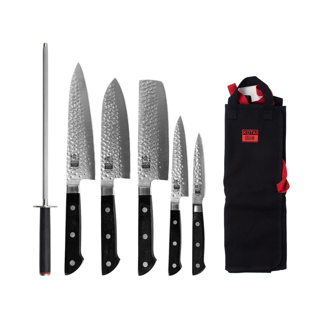 Hashi Tsuchime Collection - Complete Nomad 7-piece Set: 5 Knives + 2 Accessories