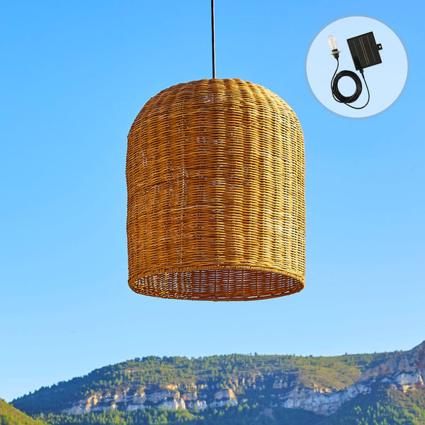 Giacomo - Solar Pendant Light - Rattan - Beige