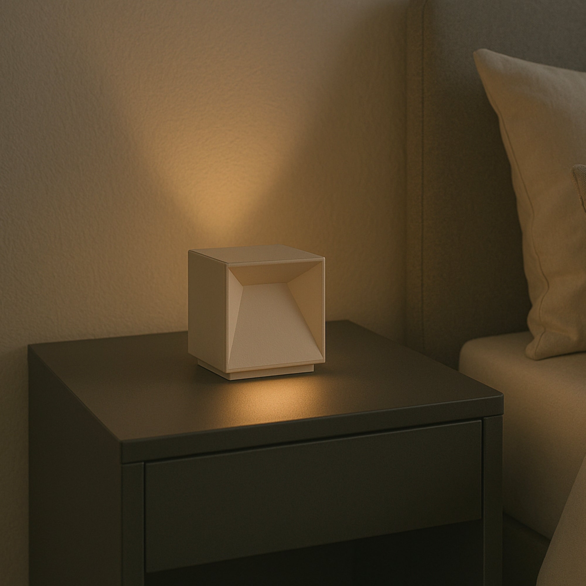 Cubox - Lampe De Chevet Sans Fil - Aluminium - Beige