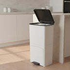Cubo de basura de cocina de reciclaje vertical 70 litros PICEA Blanco doble compartimento