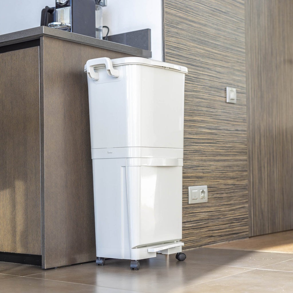 Poubelle De Tri Roulettes Valoris - 45L - Blanc