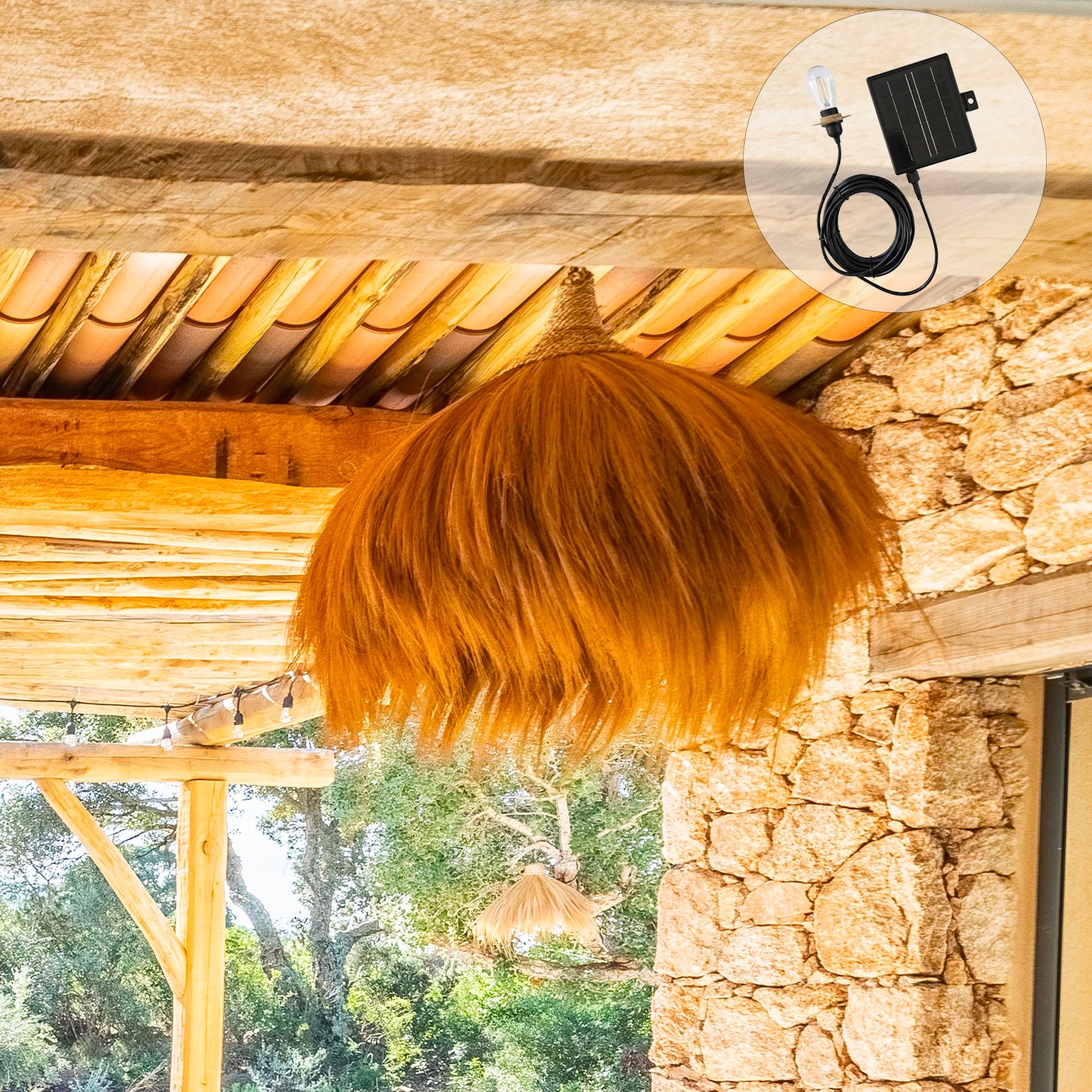 Masai Big - Solar Pendant Light - Rayung Grass - Beige