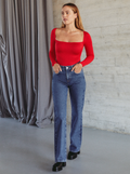 Wide Leg Mid Blue Jeans