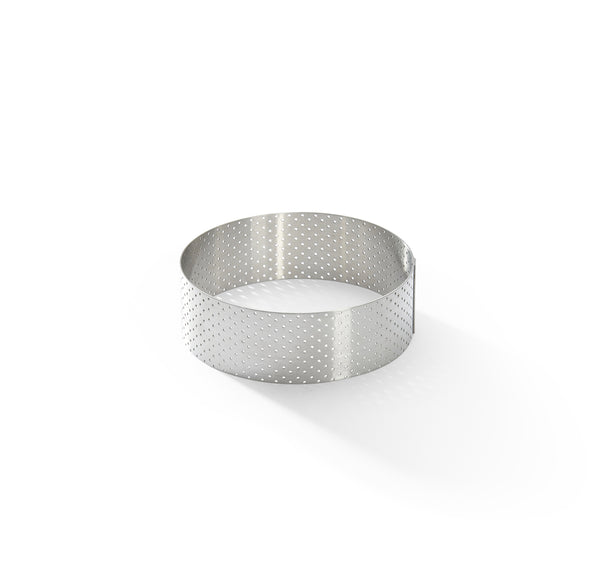 Aro Para Tarta Perforado De Acero Inoxidable De Borde Recto - Ø 105 Cm - H. 3.5 Cm