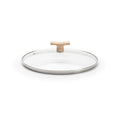 De Buyer – Lock med knopp i bok - Glas - Transparent, transparent glaslock med knopp i ljust trä