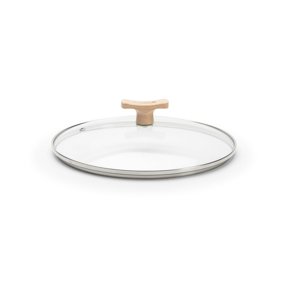 De Buyer – Lock med knopp i bok - Glas - Transparent, transparent glaslock med knopp i ljust trä