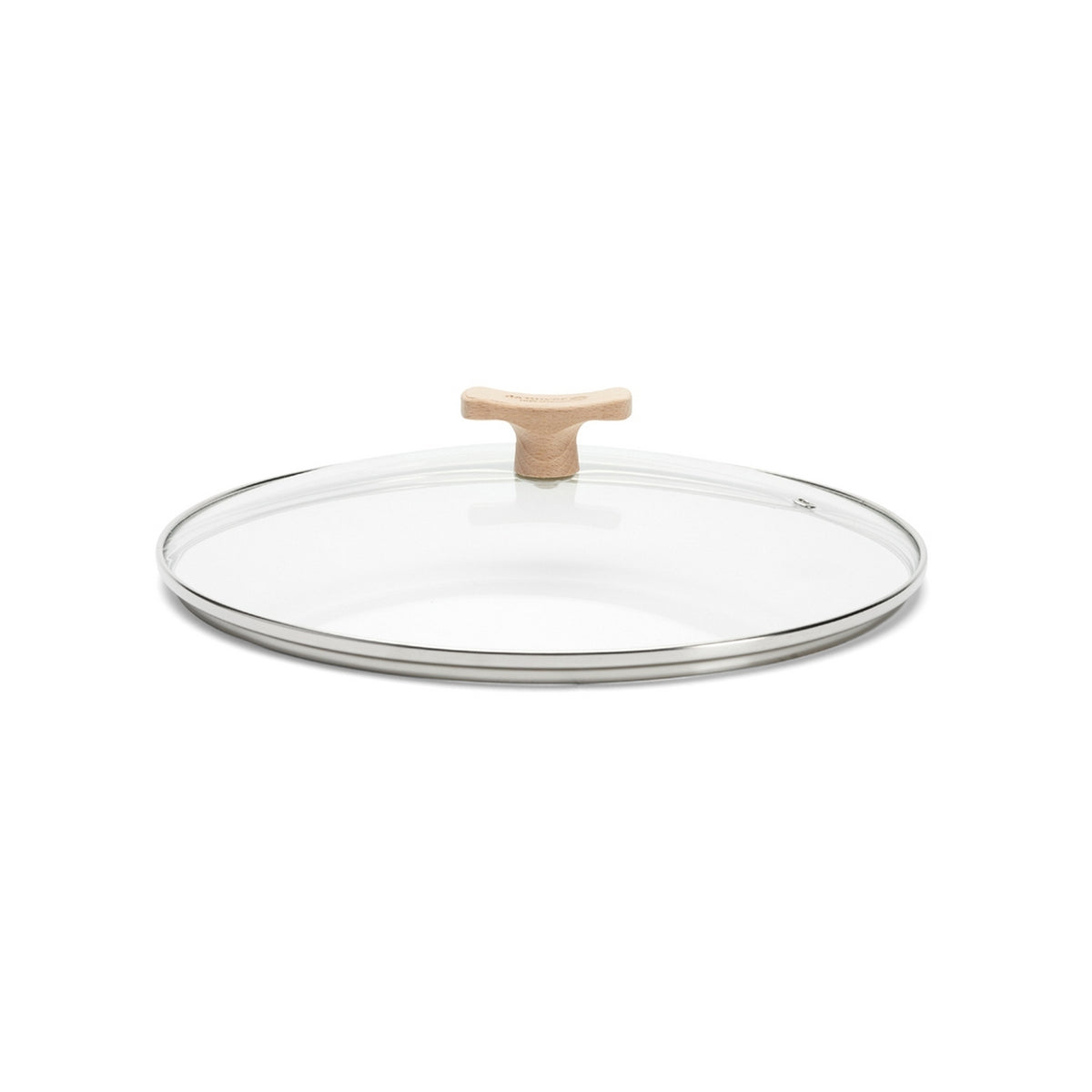 De Buyer – Lock med knopp i bok - Glas - Transparent, kastrullock i transparent glas med handtag i ljust trä