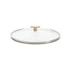 De Buyer – Lock med knopp i bok - Glas - Transparent, kastrullock i transparent glas med handtag i ljust trä
