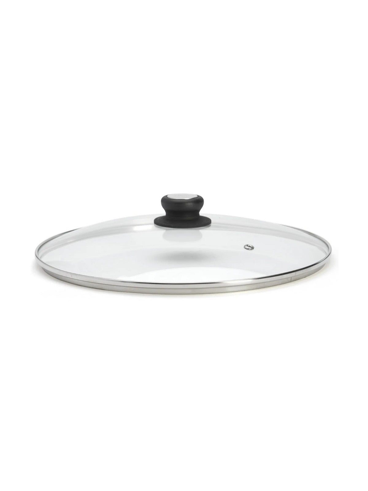 Stainless Steel Rimmed Lid with Bakelite Knob - Glass - Black