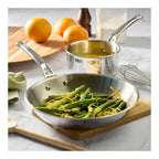 De Buyer – Affinity - Padella multistrato (vecchio modello) - Inox - Argento, padella e casseruola in inox con asparagi e arance
