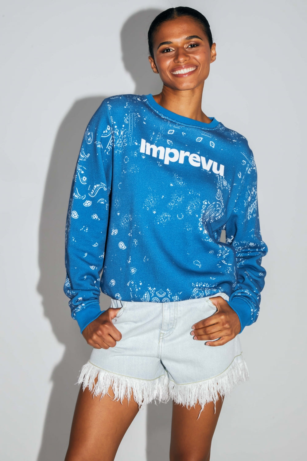 Sweatshirt Eddie Bandana En Coton Organique Fabriqué Au Portugal - Bleu