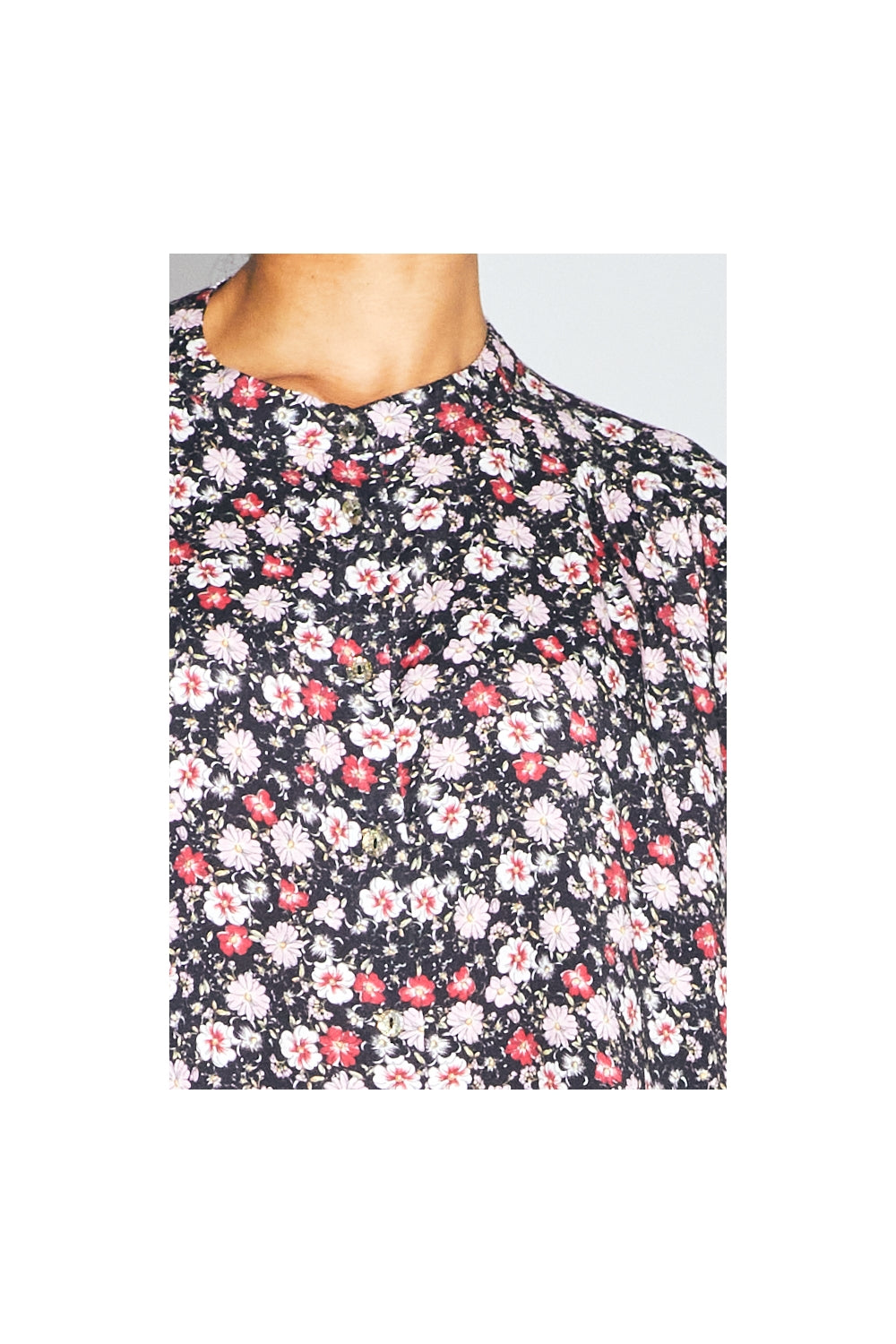 Chemise Paola, Imprimé Gypsy Fleuri Rouge Et Rose Fabriquée En Italie - Noir