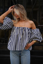 Blouse Rayée Lucile - Bleue