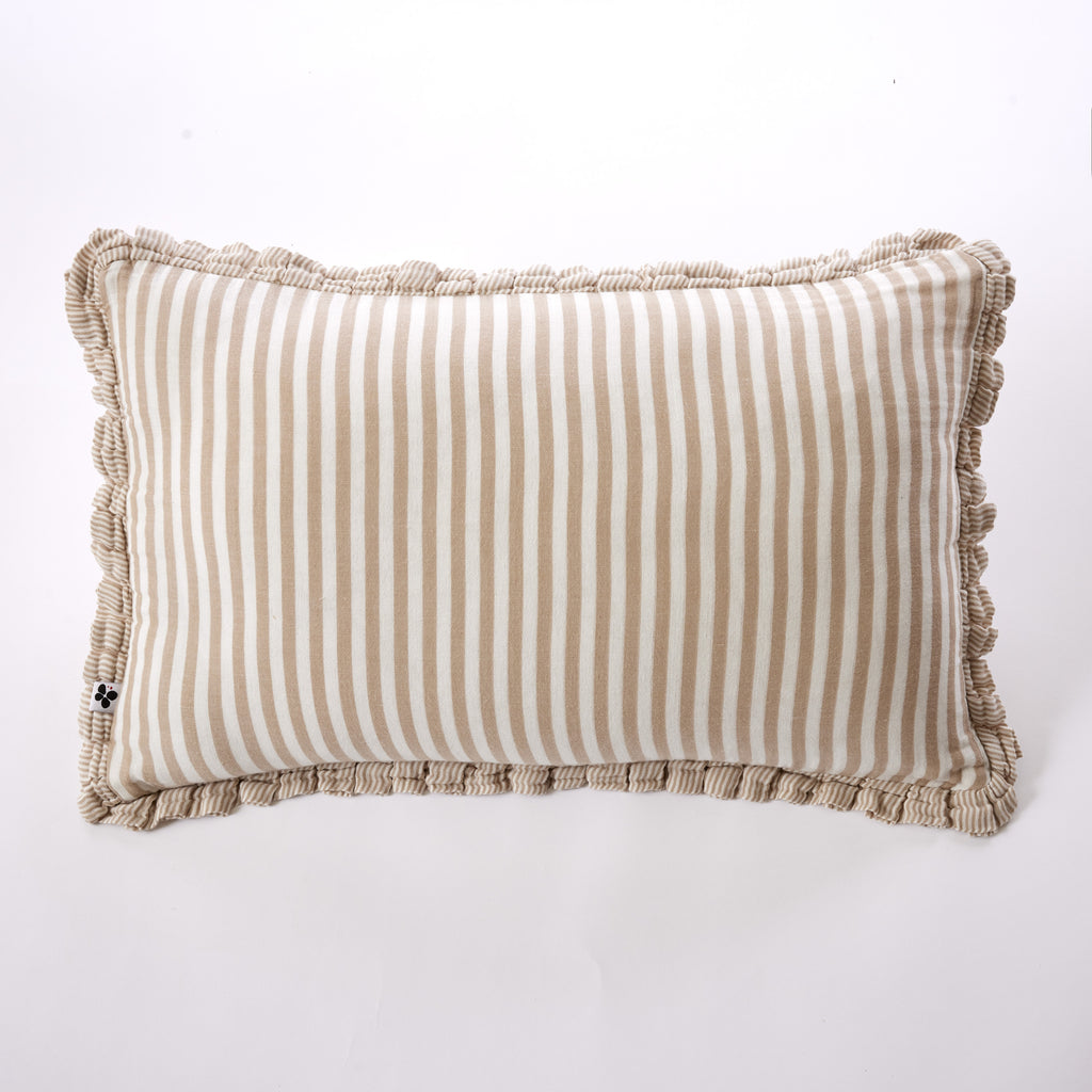 Romie - Funda de cojín desenfundable con ribete - Gasa de algodón tejida teñida - Cordel