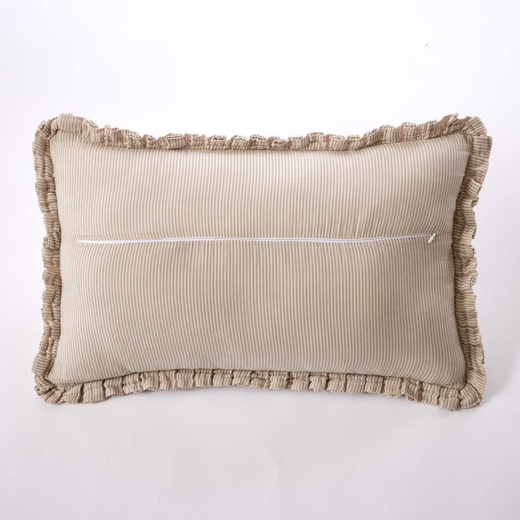 Romie - Funda de cojín desenfundable con ribete - Gasa de algodón tejida teñida - Cordel