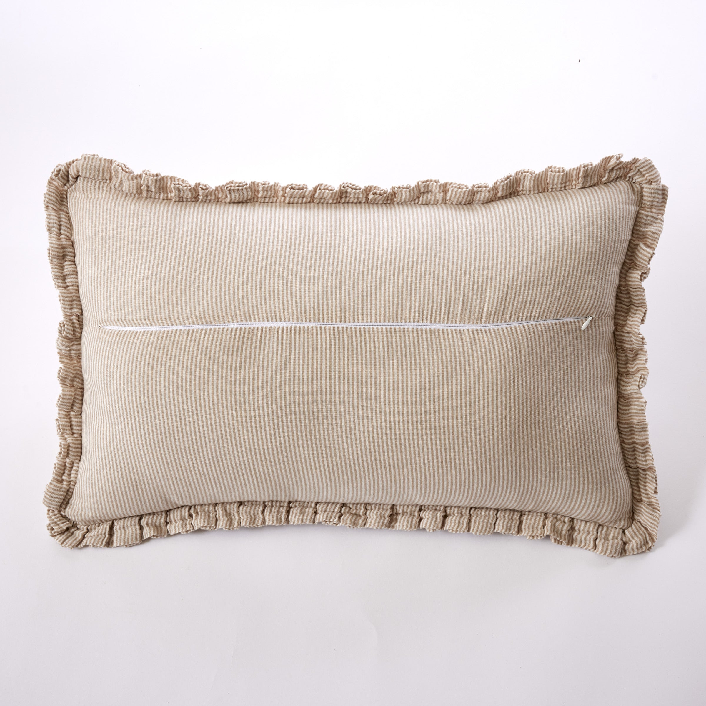 Romie - Funda de cojín desenfundable con ribete - Gasa de algodón tejida teñida - Cordel