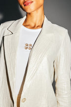 Blazer Jimmy De Algodón Orgánico Brillante Con Textura Hecho En Italia