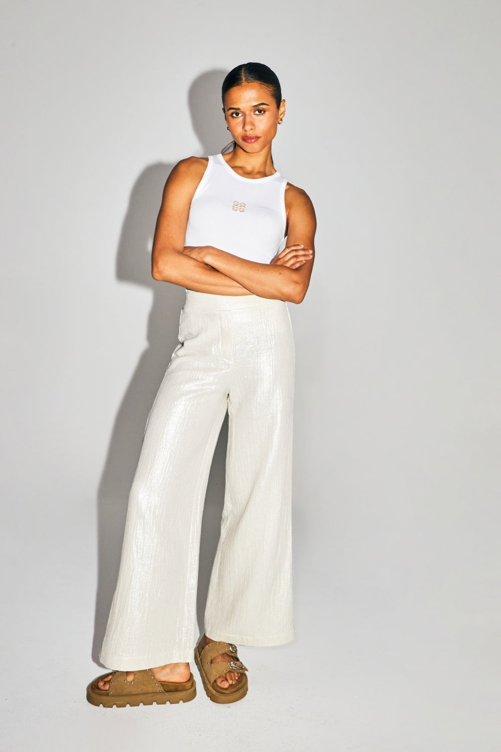 The Charlie Trousers In Textured Shiny Organic Cotton Made In Italy